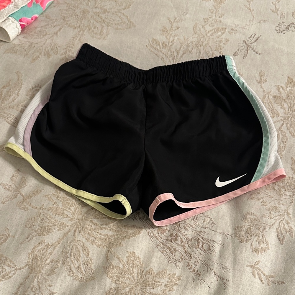 Nike Girl Black Shorts with Pastel Trim